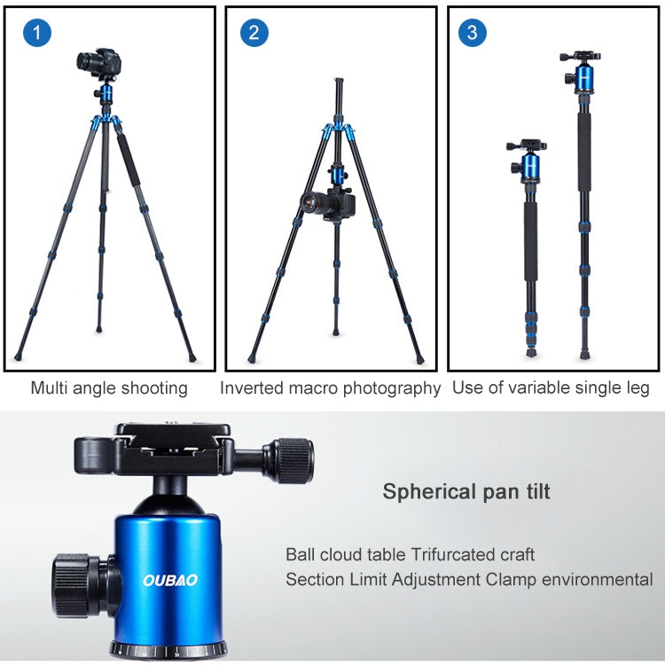 TRIOPO Oubao A-688 Adjustable Portable  Aluminum Alloy Tripod with Ball Head for SLR Camera, A-688