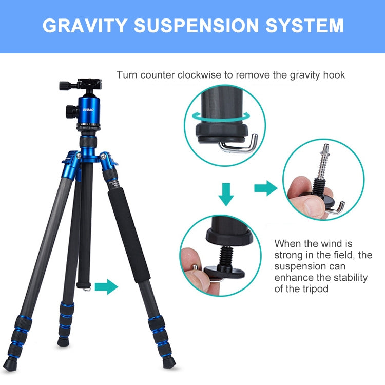 TRIOPO Oubao C-608S Adjustable Portable Carbon Fiber Tripod with Ball Head for SLR Camera, C-608S