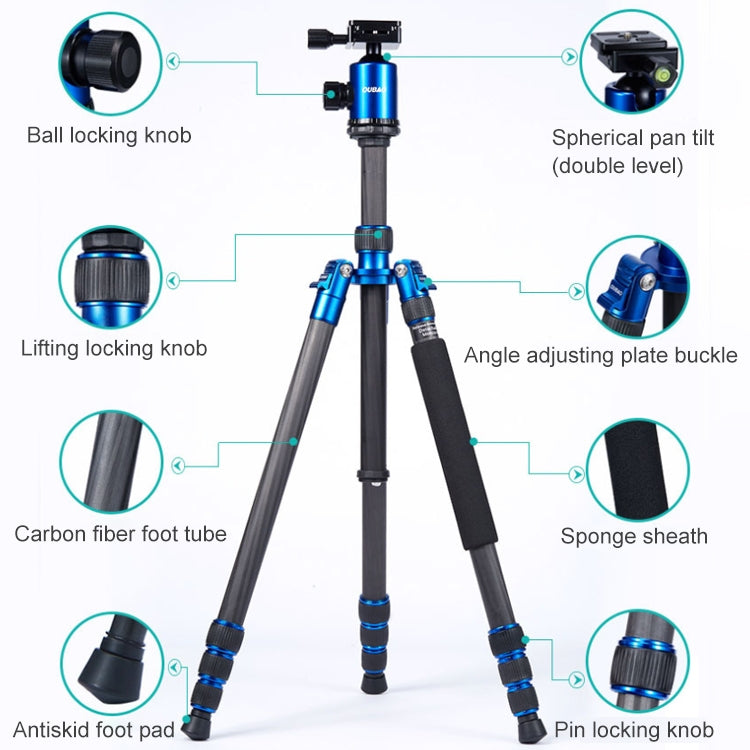 TRIOPO Oubao C-608S Adjustable Portable Carbon Fiber Tripod with Ball Head for SLR Camera, C-608S