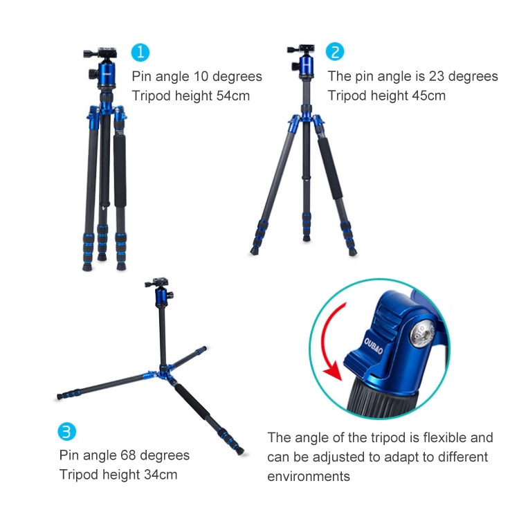 TRIOPO Oubao C-608S Adjustable Portable Carbon Fiber Tripod with Ball Head for SLR Camera, C-608S