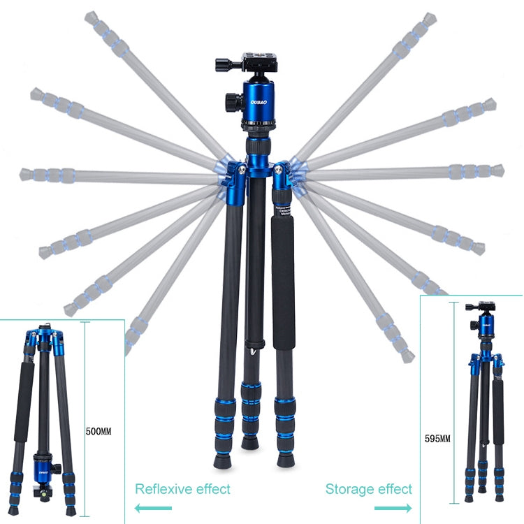 TRIOPO Oubao C-608S Adjustable Portable Carbon Fiber Tripod with Ball Head for SLR Camera, C-608S