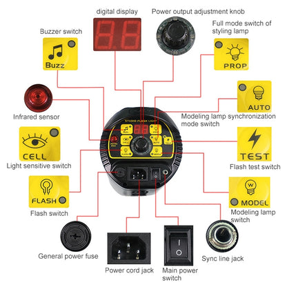 TRIOPO Oubao TTR600W Studio Flash with E27 150W Light Bulb