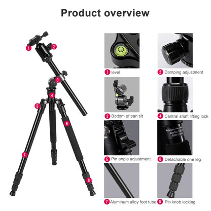TRIOPO Oubao TA330 Horizontal Arm Tripod Mount Quick Release Center Column Boom Bracket with Tripod Ball-Head, TA330