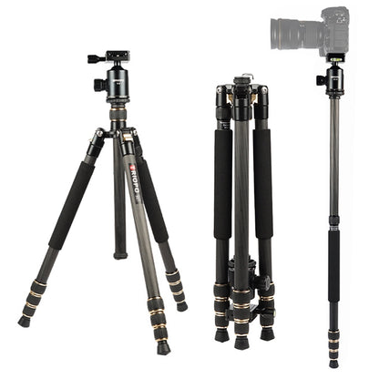 TRIOPO 853 Adjustable Portable Carbon Fiber Tripod with D2-A Ball Head for SLR Camera, 853