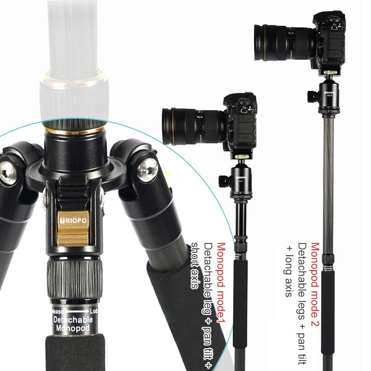 TRIOPO 853 Adjustable Portable Carbon Fiber Tripod with D2-A Ball Head for SLR Camera, 853