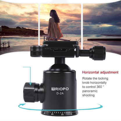 TRIOPO 853 Adjustable Portable Carbon Fiber Tripod with D2-A Ball Head for SLR Camera, 853