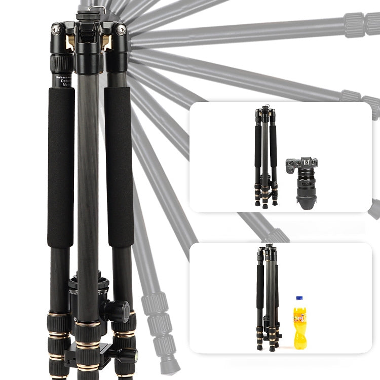 TRIOPO 853 Adjustable Portable Carbon Fiber Tripod with D2-A Ball Head for SLR Camera, 853