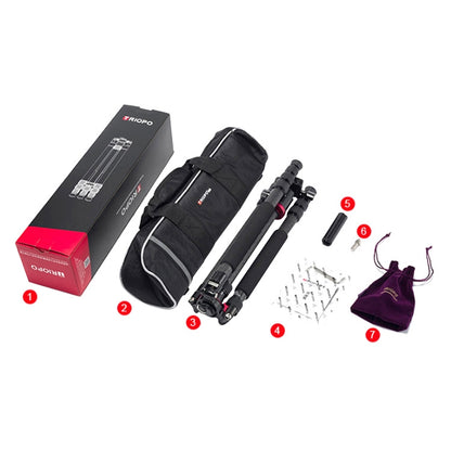 TRIOPO 888 Adjustable Portable Carbon Fiber Tripod with Q-2 Ball Head for SLR Camera, Pipe diameter: 28cm, 888
