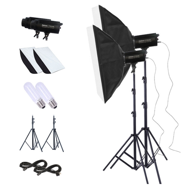 TRIOPO Oubao TTR300W 60x90cm Studio Softbox + Tripod Mount + 2x Light Bulb Photography Lighting Tow Piece Set, TTR300W + 2 x Light