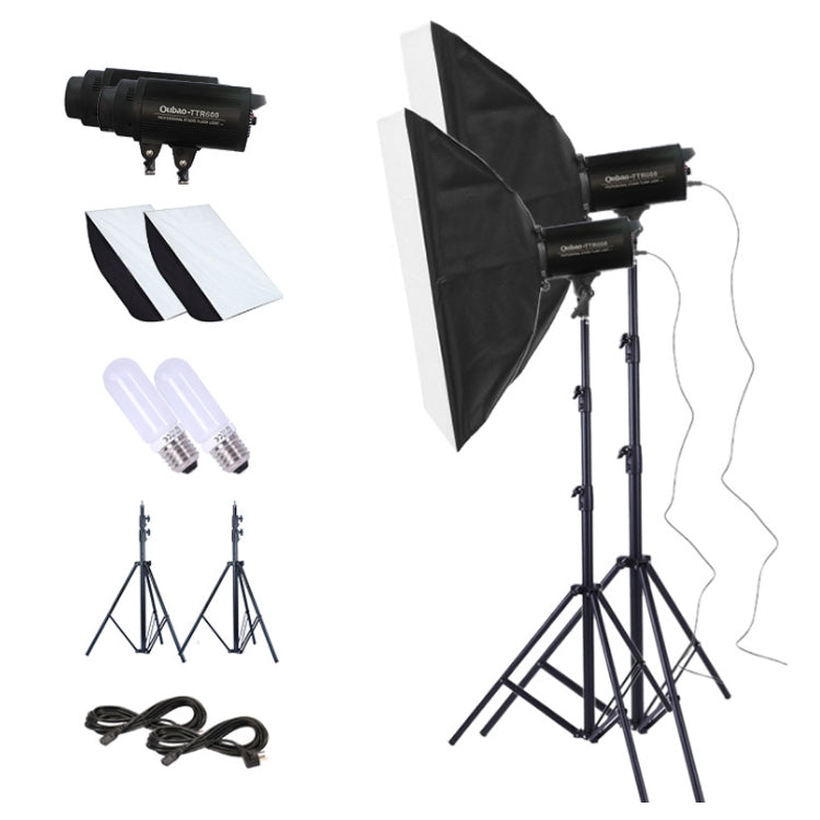 TRIOPO Oubao TTR600W 70x100cm Studio Softbox + Tripod Mount + 2x E27 150W Light Bulb Photography Lighting Tow Piece Set, TTR600W