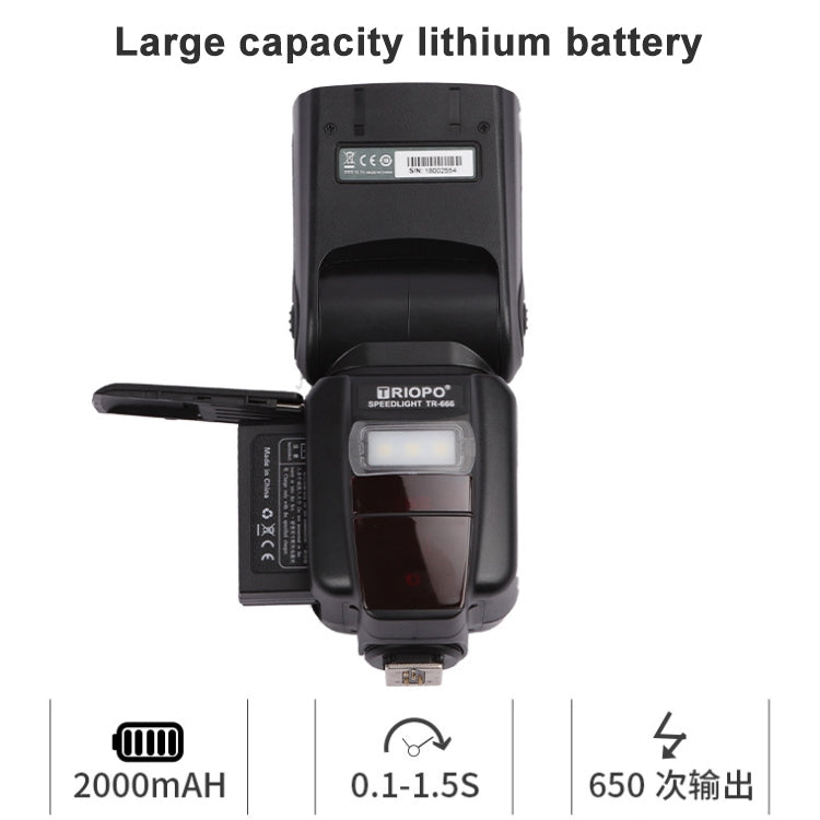 Triopo TR-666 2000mAh 2.4G Wireless Dual TTL Mode Flash Speedlite for Canon / Nikon DSLR Cameras, TR-666