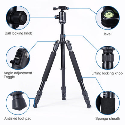 TRIOPO Oubao A-608S  Adjustable Portable  Aluminum Alloy Tripod with Ball Head for SLR Camera, -608S