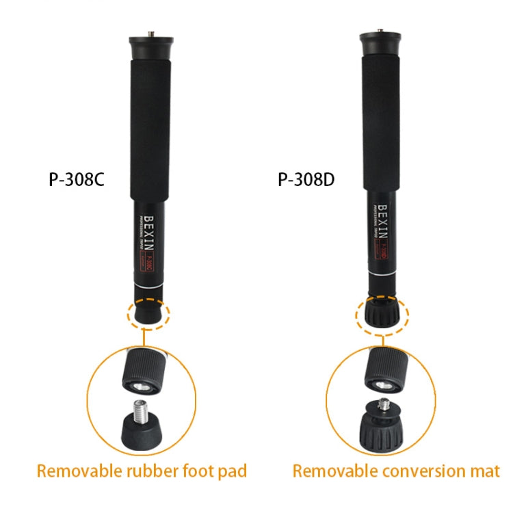 BEXIN P308C Portable Travel Outdoor DSLR Camera Aluminum Alloy Monopod Holder, P308C