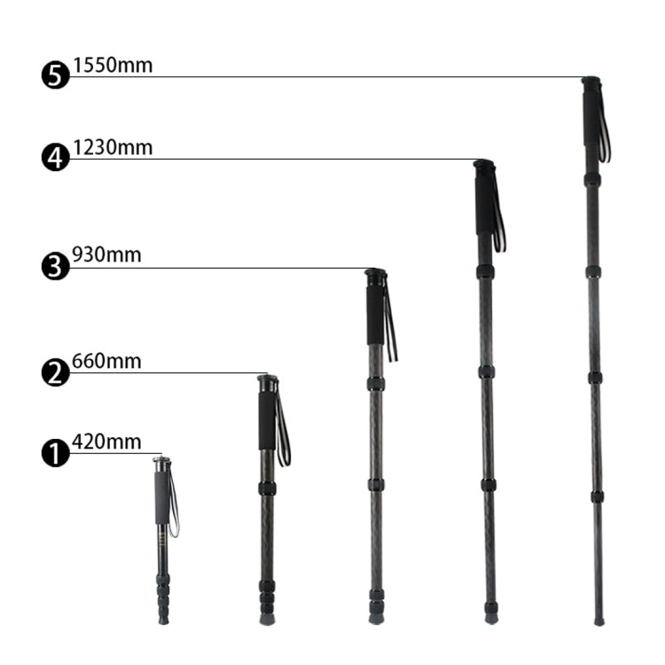 BEXIN P285-C Portable Travel Outdoor DSLR Camera Carbon Fiber Monopod Holder, P285-C