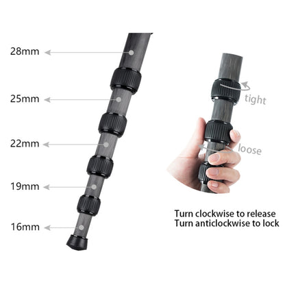 BEXIN P285-C Portable Travel Outdoor DSLR Camera Carbon Fiber Monopod Holder, P285-C