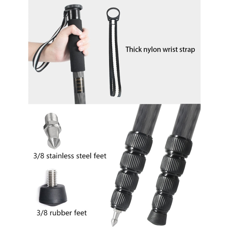 BEXIN P285-C Portable Travel Outdoor DSLR Camera Carbon Fiber Monopod Holder, P285-C