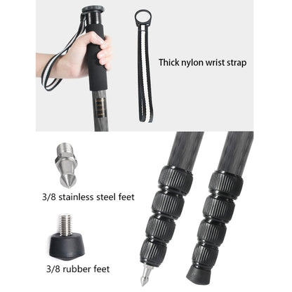 BEXIN P285-C Portable Travel Outdoor DSLR Camera Carbon Fiber Monopod Holder, P285-C