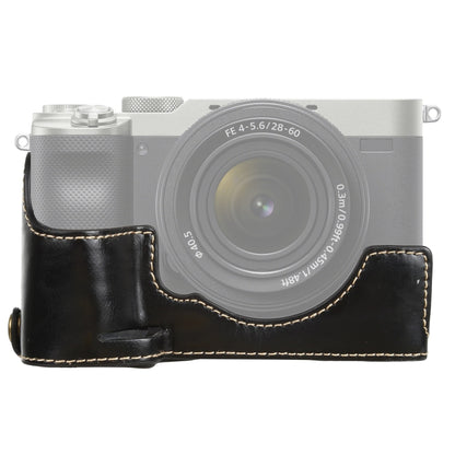 1/4 inch Thread PU Leather Camera Half Case Base for Sony ILCE-7C/A7C, For Sony ILCE-7C/A7C