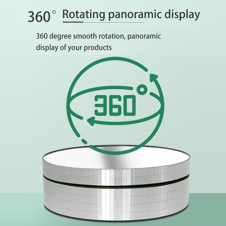 12cm 360 Degree Rotating Turntable Mirror Electric Display Stand Video Shooting Props Turntable, Load: 3kg, 12cm Mirror Black, 12cm Mirror White