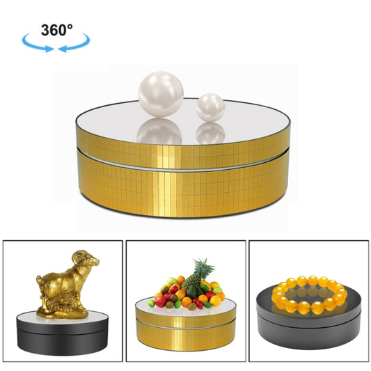 12cm 360 Degree Rotating Turntable Mirror Electric Display Stand Video Shooting Props Turntable, Load: 3kg, 12cm Mirror Sequins Gold, 12cm Mirror Sequins Silver