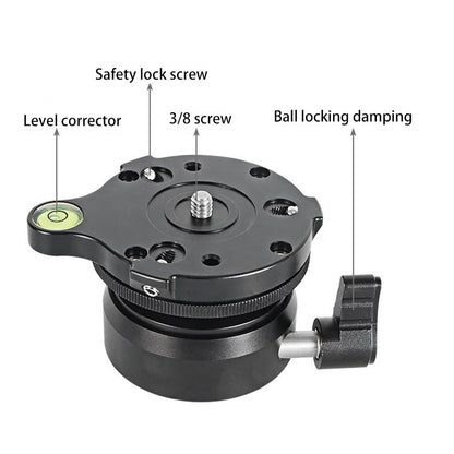 BEXIN DY-60N 3/8 inch Thread Dome Professional Tripod Leveling 360 Degree Panorama Head Base with Bubble Level & 3/8 inch Screw Adapter, DY-60N 3/8 inch