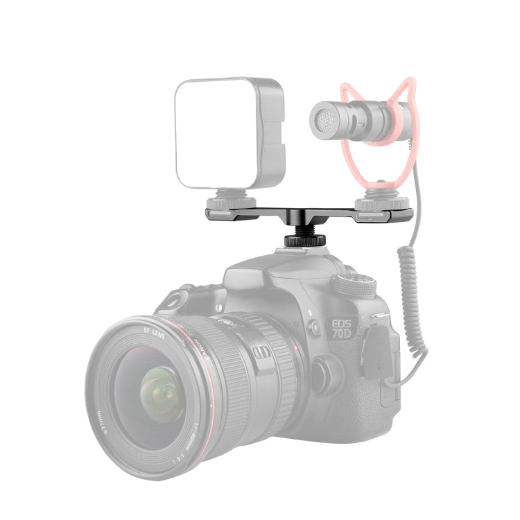 YELANGU A641 Cold Shoe to Dual Cold Shoe Mount Adapter Aluminum Alloy Extension Bracket, Cold Shoe to Dual Cold Shoe