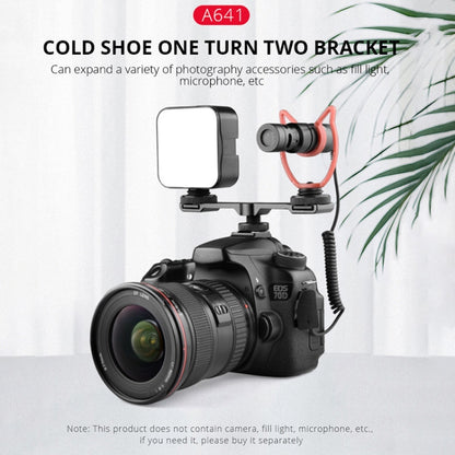 YELANGU A641 Cold Shoe to Dual Cold Shoe Mount Adapter Aluminum Alloy Extension Bracket, Cold Shoe to Dual Cold Shoe