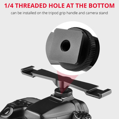 YELANGU A641 Cold Shoe to Dual Cold Shoe Mount Adapter Aluminum Alloy Extension Bracket, Cold Shoe to Dual Cold Shoe