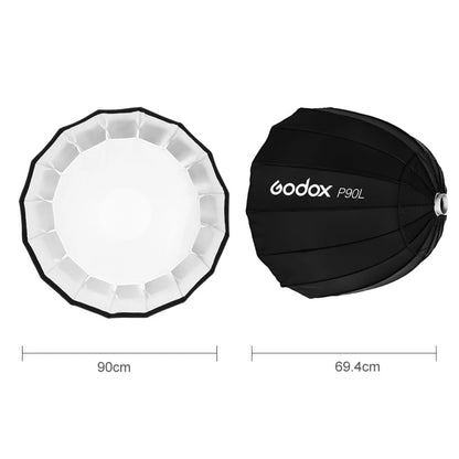 Godox P90L Diameter 90cm Parabolic Softbox Reflector Diffuser for Studio Speedlite Flash Softbox, P90L