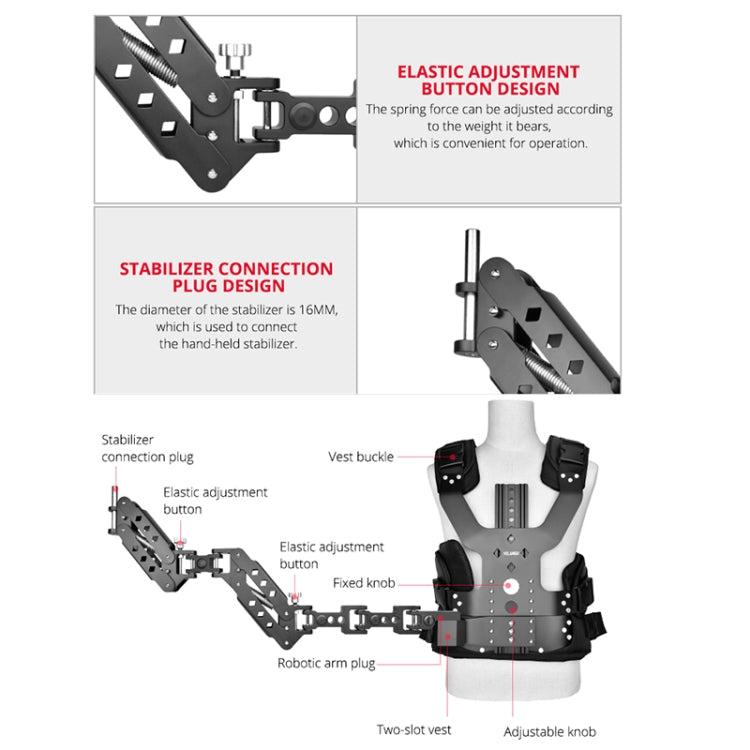 YELANGU B200-C1 Dual Shock-absorbing Arm Stabilizer Vest Camera Support System for DSLR & DV Digital Video Cameras, B200-C1