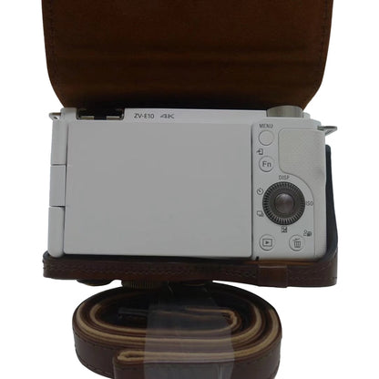 Full Body Camera PU Leather Case Bag for Sony ZV-E10, For Sony ZV-E10