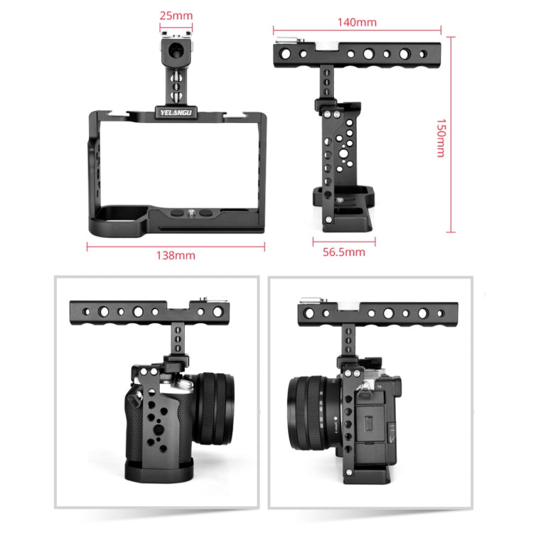 YELANGU C24 Video Camera Cage Stabilizer Kit with Handle for Sony Alpha 7C / A7C / ILCE-7C, For Sony Alpha 7C Cage with Handle