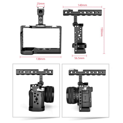 YELANGU C24 Video Camera Cage Stabilizer Kit with Handle for Sony Alpha 7C / A7C / ILCE-7C, For Sony Alpha 7C Cage with Handle