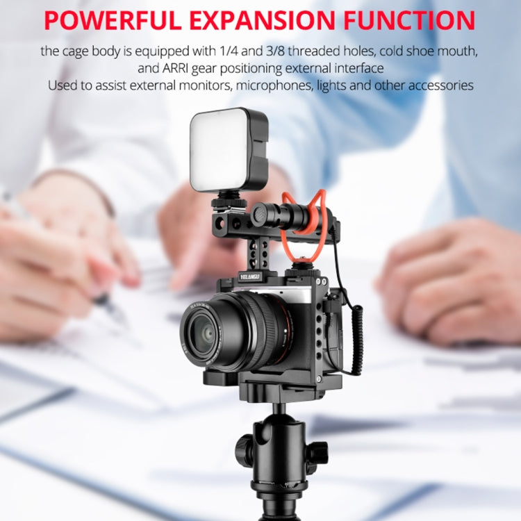 YELANGU C24 Video Camera Cage Stabilizer Kit with Handle for Sony Alpha 7C / A7C / ILCE-7C, For Sony Alpha 7C Cage with Handle