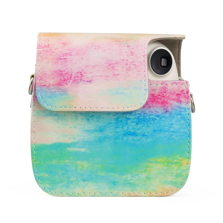 Oil Paint Full Body PU Leather Case Camera  Bag with Strap for FUJIFILM instax mini 7+, Oil Paint