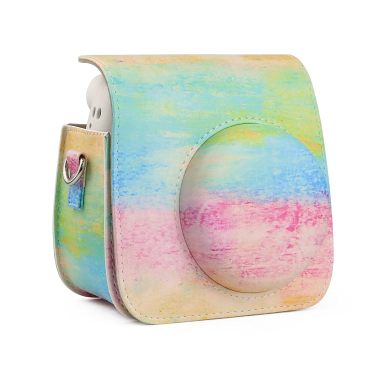 Oil Paint Full Body PU Leather Case Camera  Bag with Strap for FUJIFILM instax mini 7+, Oil Paint