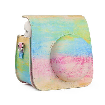 Oil Paint Full Body PU Leather Case Camera  Bag with Strap for FUJIFILM instax mini 7+, Oil Paint