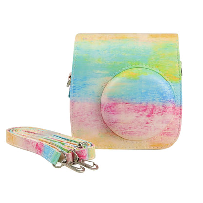 Oil Paint Full Body PU Leather Case Camera  Bag with Strap for FUJIFILM instax mini 7+, Oil Paint