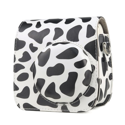 Milk Cow Full Body PU Leather Case Camera  Bag with Strap for FUJIFILM instax mini 7+, Milk Cow