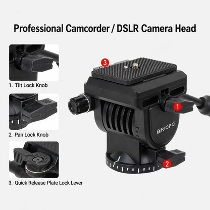 TRIOPO K2808 Aluminum Tripod Mount with HY-350 Heavy Duty Damping Head, K2808