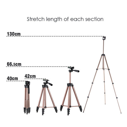 130cm 4-Section Folding Aluminum Alloy Tripod Mount with Three-Dimensional Head, L-3130 Silver, L-3130 Black, L-3130 Champagne Gold
