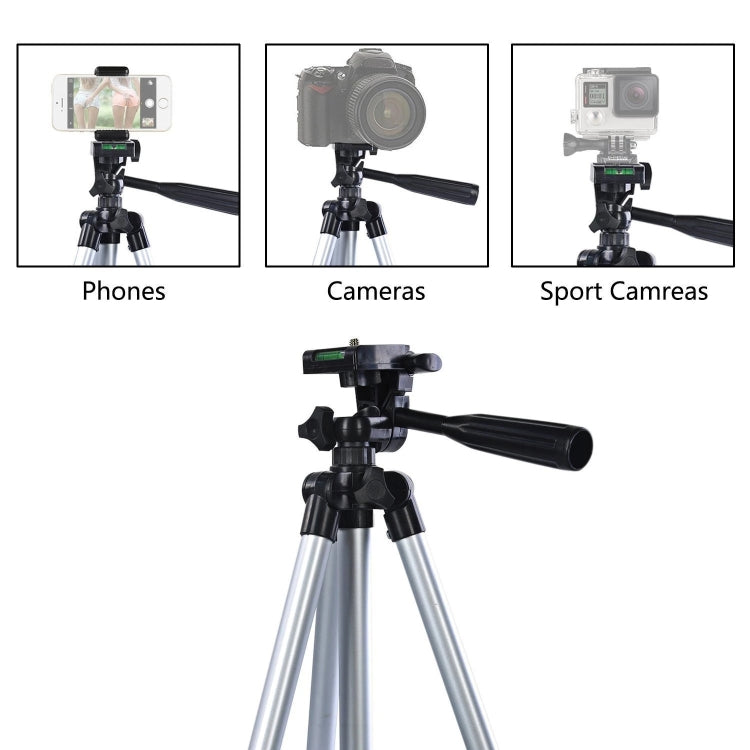 130cm 4-Section Folding Aluminum Alloy Tripod Mount with Three-Dimensional Head, L-3130 Silver, L-3130 Black, L-3130 Champagne Gold