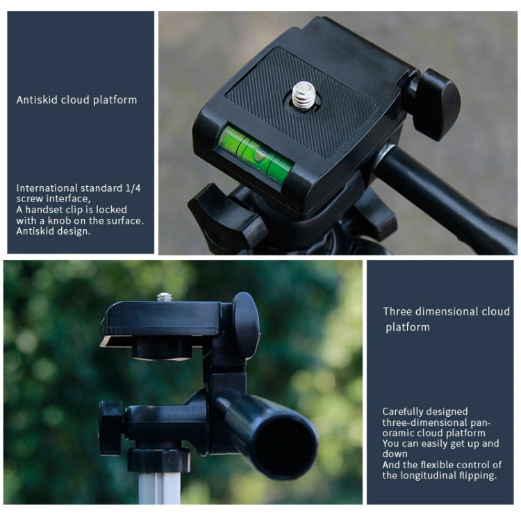 130cm 4-Section Folding Aluminum Alloy Tripod Mount with Three-Dimensional Head, L-3130 Silver, L-3130 Black, L-3130 Champagne Gold