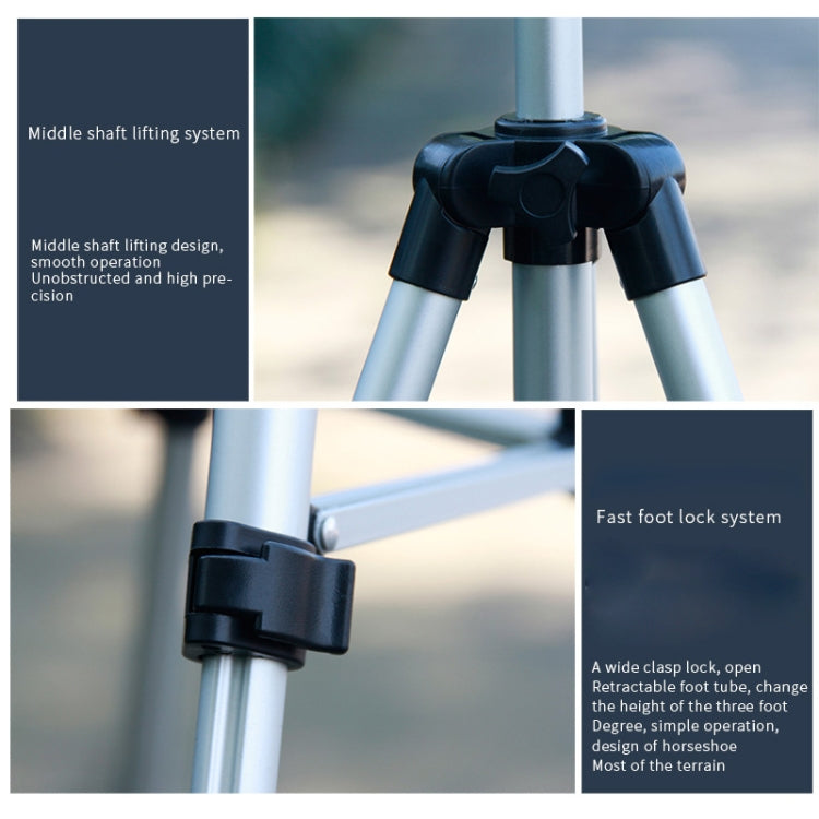 130cm 4-Section Folding Aluminum Alloy Tripod Mount with Three-Dimensional Head, L-3130 Silver, L-3130 Black, L-3130 Champagne Gold