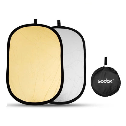 Godox FT01 2 in 1 Gold / Silver Oval Folding Reflector Board, Size: 90 x 120cm, 2 in 1 90 x 120cm