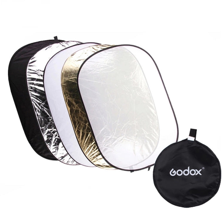 Godox FT05-1 100 x 150cm 5-in-1 Silver / Soft / Gold / White / Black Oval Folding Reflector Board, 5 in 1 100 x 150cm