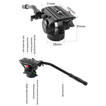 BEXIN VH-105 360 Degree Panorama Heavy Duty Tripod Action Fluid Drag Head, VH-105
