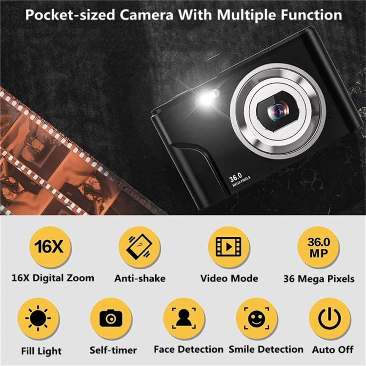 DC311 2.4 inch 36MP 16X Zoom 2.7K Full HD Digital Camera Children Card Camera, US Plug, DC311, US Plug