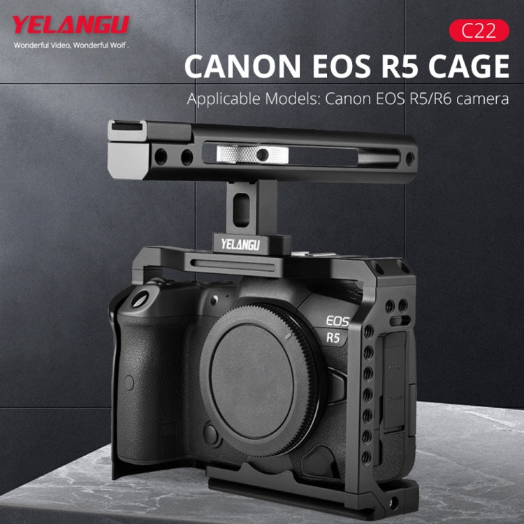 YELANGU C22 YLG0334B Video Camera Cage Stabilizer with Handle for Canon EOS R5/R6, YLG0334B