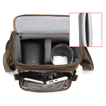 CADEN N1 Large Retro Multifunctional Canvas Waterproof Digital Camera Photography Shoulder Bag, N1 Large Coffee